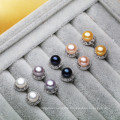 8-9mm AAA Freshwater 925 Silver Button Pearl Earrings